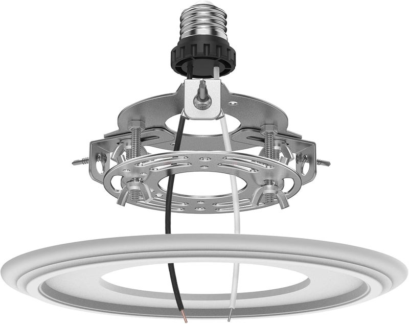 YIIZON 5 and 6 inch Recessed Can Light Conversion Kit, for Ceiling Light Fixture, Pendant Light, Hanging Light, Ceiling Fan, with 7’¾ Beveled & Flat, Steel, Medallion, White Finish - Image 1